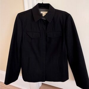 Vintage Deep Navy J.Crew Black Wool Blend Zip Coat